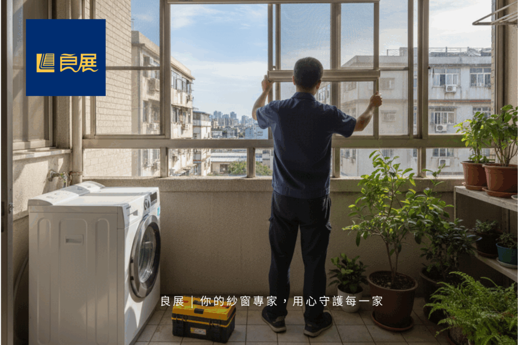 後陽台安裝防霾紗窗 施工照片 良展紗窗